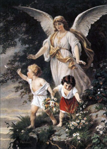 Bernhard Plockhorst depicts a guardian angel watching over two children.